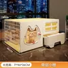 Gaiola para gatos, villa para gatos, espaço extra grande e livre, casa para gatos interna para uso doméstico, com vaso sanitário integrado, um quarto, uma sala de estar e um banheiro - um armário para gatos