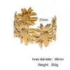 Pulseira de Girassol de Aço Inoxidável Versão Larga Mais Vendida Transfronteiriça para Mulheres Ouro 18K Exquisita de Alto Padrão Luxo Acessível Titânio Aço Joia de Mão