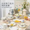 Cerâmica de Jingdezhen Louça de Mesa Cor Sob Esmalte Tigelas e Pratos Louça de Mesa Cerâmica Japonesa Tigelas Tigelas de Arroz Tigelas de Macarrão Tigelas de Sopa Hashis Tigelas de Arroz