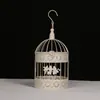 Jaula de Pájaros Vintage Hierro Blanco Accesorios de Boda Banquete Jaula Creativa Decoraciones Estilo Europeo Celebración Adornos Colgantes