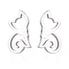 Brincos Mini Clássicos Simples e Estilosos Aço Inoxidável Banhado a Ouro 18K Brincos de Gato Quebra-Cabeça Dinossauro Floco de Neve