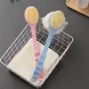 Cepillo de baño 2 en 1 de doble cara, exfoliante para la espalda, cepillo exfoliante, toalla de baño, bola de baño, exfoliante para la espalda con mango largo
