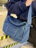 Bolsa de Lona Jeans Lavado Estilo Japonês para Mulheres 2024 Nova Bolsa Transversal de Grande Capacidade Bolsa de Ombro Único de Grande Capacidade para o Dia a Dia