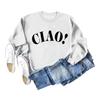 Suéter de manga larga con cuello redondo y letras sencillas de Ciao, camisa holgada para mujer, de Amazon Wish