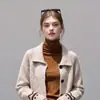 Cárdigan de punto estilo coreano, artístico, retro, de cuello pequeño, con cierre de corbata para mujer, corte holgado, corto, suave y con patrones geométricos