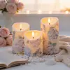 Luces de Velas Electrónicas Impresas en Azul y Blanco Más Vendidas Transfronterizas Luces LED de Plástico Falsas Velas Simuladas Luces Decorativas de Navidad