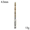 Broca Espiral Titânio 13 Peças Haste Sextavada 1.5-6.5mm Furadeira Elétrica Chave de Fenda Broca