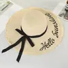 Chapéu de Palha de Aba Larga com Letras da Moda de Verão para Passeios na Praia e Férias, Chapéu de Sol com Fita, Faz o Rosto Parecer Menor, Chapéu de Praia com Proteção Solar