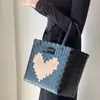 Bolso de Mano Tejido a Mano de Gran Capacidad y Moda, Bolso Cubo Tejido a Mano, Bolso Cuadrado Tejido de Plástico de Color Contrastante, Bolso de Hombro para Vacaciones de Mujer