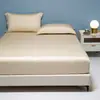Sábana Bajera Ajustada de Tencel de Color Sólido, Pieza Única de Lyocell, Protector de Colchón Enfriador para Dormir Desnudo, Sábana de Cama de Cobertura Total, Ropa de Cama Antideslizante