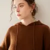 Nuevo Suéter de Cachemira para Otoño e Invierno para Mujer con Capucha Tejido Básico Suéter Pulóver Holgado y Versátil Suéter de Manga Larga Sudadera Simple