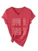 Amazon eBay loja independente moda versátil feminina sênior 2027 mãe vermelho lantejoula gola V manga curta camiseta