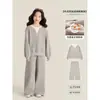 Traje de Invierno 2025 para Niñas Amybaby Nuevo Estilo Perezoso Sudadera de Dos Piezas Falsas Pantalones Anchos Grises