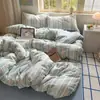 Comércio Exterior Transfronteiriço Classe A 100% Algodão Tingido na Massa Algodão Lavado Conjunto de Quatro Peças Estilo Wabi-sabi Japonês Muji Listrado Conjunto de Quatro Peças 100% Algodão
