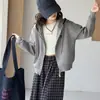 Conjunto de Otoño para Niña: Cárdigan de Punto con Capucha 2026 Estilo Nuevo, Conjunto de Dos Piezas de Pantalones a Cuadros con Cremallera Doble y Parches para Niños, Moderno