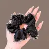 Elástico de Cabelo de Renda com Contas Exquisite Estilo Francês, Versátil e Elegante, Prendedor de Rabo de Cavalo Cravejado com Diamantes, Acessório de Cabelo de Luxo