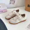 Zapatillas de entrenamiento alemanas de estilo clásico coreano para pareja, zapatillas casuales de suela blanda con bloques de color, de caña baja, color blanco XY-A6625