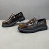 Zapatos de Vestir de Piel de Vacuno de Primera Capa con Suela Gruesa para Hombre, Ligeros, Casuales, Tipo Mocasín, Zapatos de Cuero Slip-on de Negocios para Hombre