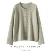Cárdigan de punto de cachemira texturizado para mujer, cuello redondo, mangas largas, corte holgado, elegante, casual, versátil, prenda exterior abotonada para otoño/invierno
