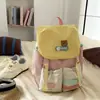 Mochila nueva de alto estilo inspirada en Japón, fresca y dulce, con bloques de color, para estudiantes de secundaria y preparatoria, ligera para viajar y hacer senderismo