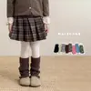 Zapatos Shang Mian Calentadores de Pierna de Algodón para Niños Otoño Invierno Calientes Engrosados Calcetines Afelpados Estilo Coreano Ins Color Sólido Raya Vertical Tejido de Punto Trenzado Ropa Interior Leggings