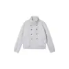 Cardigan com capuz de marca moderna e com senso de design, de abotoamento duplo e gola alta, para homens e mulheres, outono, estilo de rua de alta qualidade, nicho, estilo court, jaqueta Napoleão