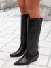 Botas Femininas de Inverno Nova Moda Salto Médio 40-43 Bico Fino Camurça Cano Alto Feminino