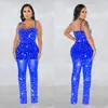 C6556 Transfronteiriço Aliexpress Amazon Moda Europeia e Americana Roupas Femininas Malha com Strass Sem Alças Sem Mangas Calça Longa Macacão