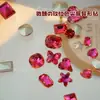 Pedras de Strass para Nail Art Cor Vermelho Rosa, Estrelas-do-mar Pontiagudas Brilhantes Cor Ameixa Vermelha, Flor de Ameixa, Strass em Formato de Bala de Gelo, Decorações Mistas para Unhas Atacado