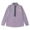 Cleanfit Primavera Nuevo Estilo Estilo Universitario Camisa de Cuadros para Hombre Manga Larga Diseño Retro de Corbata 2026 Camisa Holgada