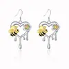 Collar Colgante de Abeja Flor Corazón de Moda Popular Transfronterizo Europeo y Americano Conjunto de Joyería Pendientes