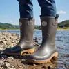 Botas de lluvia de media pantorrilla a la moda, zapatos de goma, resistentes al desgaste, impermeables, antideslizantes, modernos y duraderos, adecuados para cocina, pesca y uso en exteriores