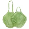Bolsa de malla hueca multicolor transfronteriza, bolso tejido con cuerda de algodón, bolsa ecológica para almacenamiento de frutas y verduras, bolsa de malla de algodón para la compra