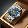 Reloj Casaero para Hombre, Popular Reloj Mecánico de Imitación, Moda Retro de Negocios Impermeable Luminoso Acero Inoxidable Hueco