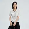 Cárdigan de Punto Color Block Estilo Chanel para Mujer, Nuevo Estilo Coreano Verano 2026, Chic Relajado, Sensación de Alta Gama, Corto Casual de Manga Corta para el Trabajo y el Ocio