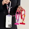 Cordão para Celular Cor Dopamina Botão Corda Curta Chaveiro Alça de Pulso Anti-Perda Bolsa Corda Cordão Curto Trançado