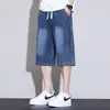 Shorts jeans masculinos, estilo fino de verão, marca da moda, corte reto solto, calças cropped, stretch de oxigênio gelado, shorts casuais lavados