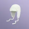 Sombrero Lei Feng Otoño e Invierno Protector de Orejas para Mujer, Circunferencia de Cabeza Grande, Sombrero Aviador con Cordón, Elegante y Cálido Sombrero de Punto de Felpa para Invierno