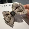 Novo Estilo Francês Tecido Xadrez de Alta Qualidade Presilha Banana Laço Pequeno Estilo Chanel Coreia do Sul Doce Elegante Acessório de Cabeça