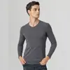Camiseta de Manga Comprida Masculina Primavera Camisa Base Branca Suéter Primavera e Outono Cor Sólida Roupa Íntima Masculina Tamanho Grande Top