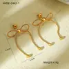 Pendientes de Acero Inoxidable Europeos y Americanos con Forma de Lazo y Circonita Acero de Titanio Chapado en Oro de 18 Quilates Lujo Ligero Accesorios Versátiles para Pendientes Venta al por Mayor