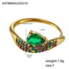 Anillo Omega Ins Super Flash Full Diamante Circonita Diseño Gota de Agua Nicho Lujo Ligero Acero Titanio Chapado en Oro de 18k Anillo para Dedo