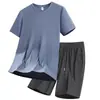 2026 Nuevo Conjunto Deportivo de Verano de Seda Helada de Secado Rápido para Correr por la Mañana para Hombres Camiseta de Manga Corta para Hombres