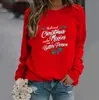 Sudadera Navideña de Comercio Exterior para Mujer de Manga Larga Hoja Verde Navidad Holgada Estampado Merry Christmas