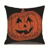 Funda de almohada de lino para Halloween, funda de cojín para reposacabezas impresa