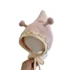Sombrero de Princesa Infantil con Encaje de Hongo y Puntiagudo Otoño Invierno Sombrero de Lana Tejida para Bebé Recién Nacido Protección para Orejas de Niña