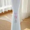 Amarração de cortina com laço de pérolas transfronteiriça, amarração de cortina simples, decoração de cortina translúcida, amarração ajustável sem perfuração