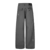 G60124 Pantalones de trabajo casuales estilo retro americano, lavados y desgastados, unisex, corte holgado