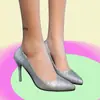 Boda plata tacones altos tacón de aguja zapatos de boda de cristal zapatos de boda para mujer