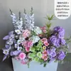 Arreglo de Piso para Boda Púrpura Romántico Banquete de Compromiso Diseño Salón de Bodas Escenario Guía de Camino Flor Decoración de Boda Arte Floral Artificial